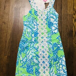 Lilly Pulitzer Blue and Green Floral Kids Dress
